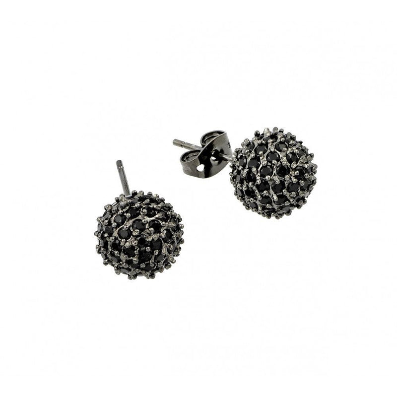 Closeout-Silver 925 Rhodium Plated Black Multi CZ Stud Earrings - BGE00371BLK | Silver Palace Inc.