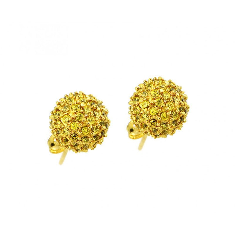 Closeout-Silver 925 Gold Rhodium Plated Yellow CZ Stud Earrings - BGE00371YEL | Silver Palace Inc.