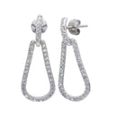 Silver 925 Rhodium Plated Open Teardrop CZ Outline Stud Earrings - BGE00397 | Silver Palace Inc.
