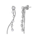 Silver 925 Rhodium Plated Wave CZ Drop Earrings - BGE00498 | Silver Palace Inc.