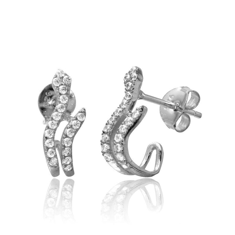 Silver 925 Rhodium Plated CZ Snake Hook Earrings - BGE00522 | Silver Palace Inc.