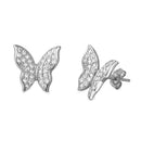 Silver 925 Rhodium Plated Butterfly Earring with CZ - BGE00534 | Silver Palace Inc.