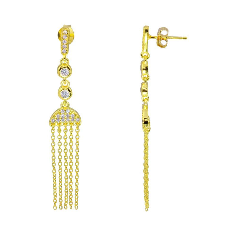 Silver 925 Gold Plated Drop Tassel Earrings - BGE00560 | Silver Palace Inc.