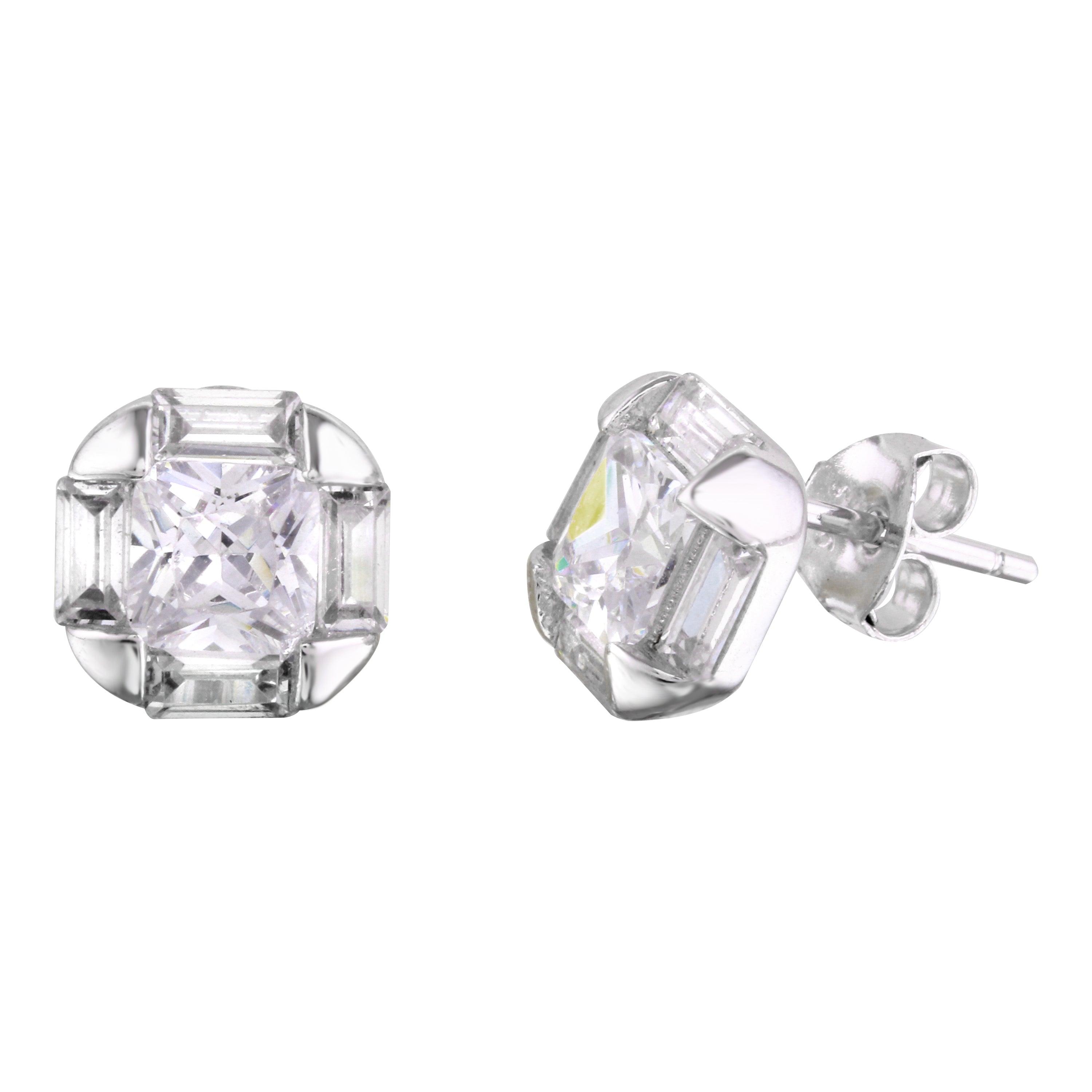 Rhodium Plated CZ Drop Earrings main image 1