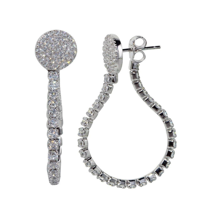Silver 925 Rhodium Plated Flexible Tennis Earrings with CZ - BGE00584 | Silver Palace Inc.