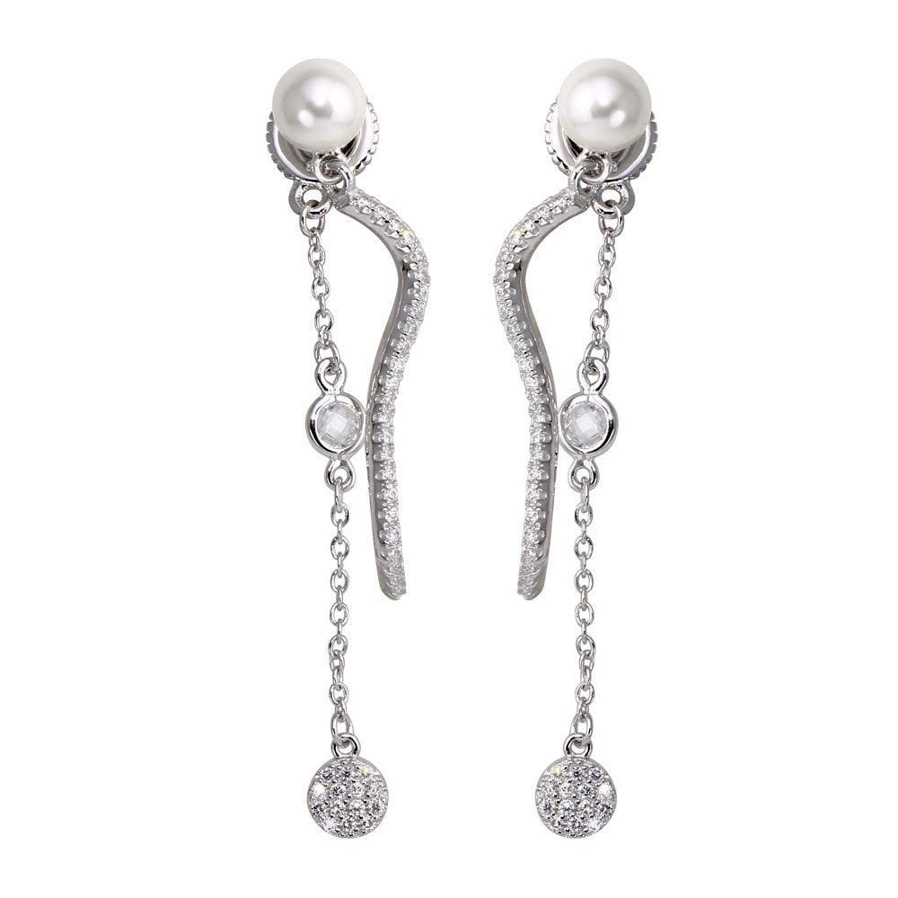 Silver 925 Rhodium Plated Front and Back Dangling Earrings  display picture 2