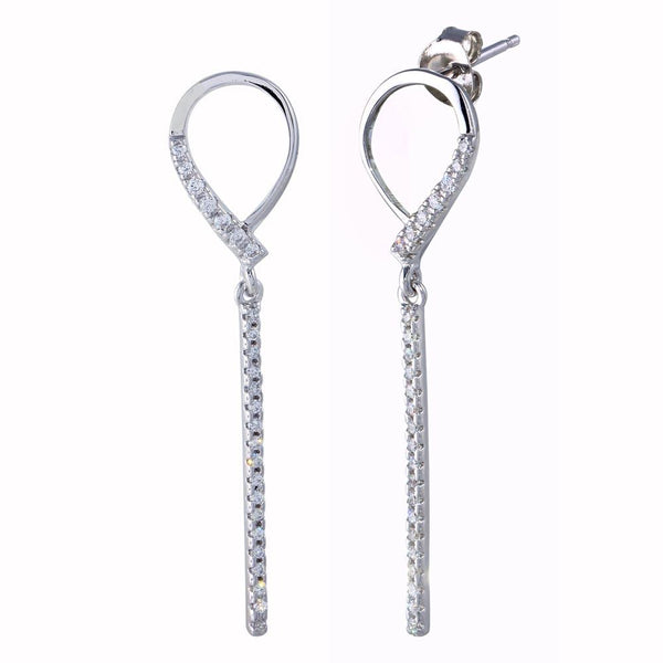 Silver 925 Rhodium Plated CZ Open Dangling Earrings - BGE00634 | Silver Palace Inc.