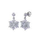 Rhodium Plated 925 Sterling Silver Dangling CZ Snow Flakes Earrings - BGE00674 | Silver Palace Inc.