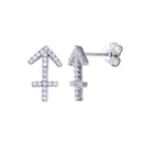 Silver 925 Platinum Plated Sagittarius CZ Zodiac Sign Earrings - BGE00697 | Silver Palace Inc.