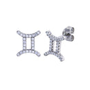 Silver 925 Platinum Plated Gemini CZ Zodiac Sign Earrings - BGE00699 | Silver Palace Inc.