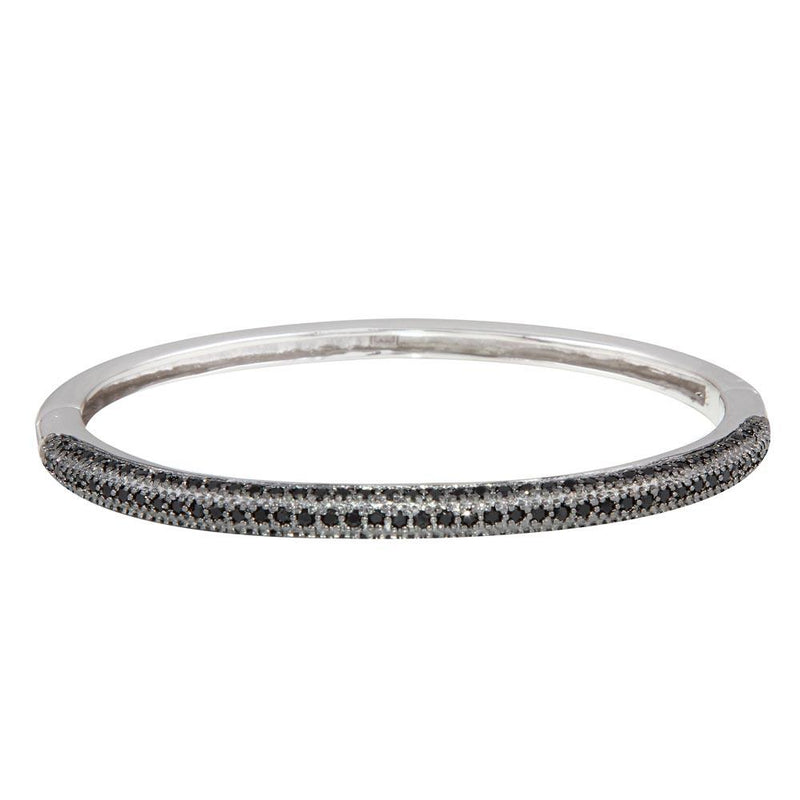 Silver 925 Black Rhodium Plated CZ Bangle Bracelet - BGG00018BLACK | Silver Palace Inc.