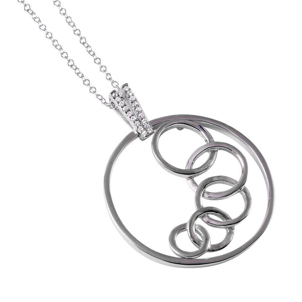 Silver 925 Rhodium Plated Linked Open Circles Necklace - BGP00111 | Silver Palace Inc.
