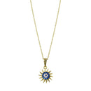 Silver 925 Gold Plated Clear Blue CZ Sun Evil Eye Necklace - BGP01401 | Silver Palace Inc.