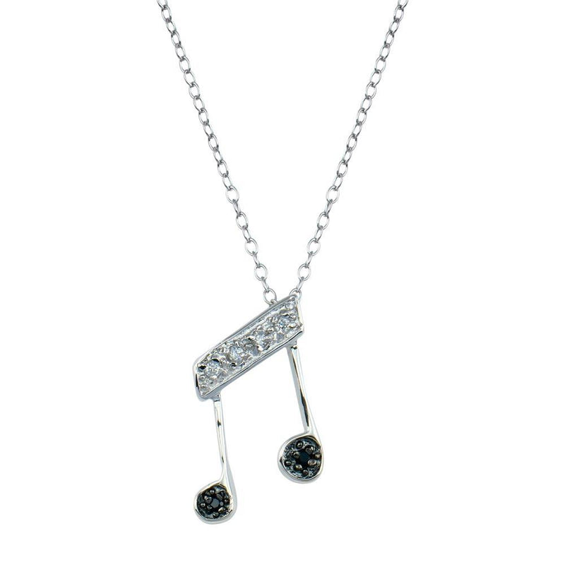 Silver 925 Rhodium Plated Music Note CZ Necklace - BGP00677 | Silver Palace Inc.