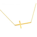 Silver 925 Gold Plated Plain Sideways Solid Cross Pendant Necklace - BGP00820GP | Silver Palace Inc.