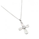 Silver 925 Rhodium Plated Solid Cross Clear CZ Center Pendant Necklace - BGP00878 | Silver Palace Inc.