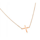 Silver 925 Rose Gold Plated Clear CZ Square Cross Pendant Necklace - BGP00883RGP | Silver Palace Inc.
