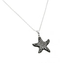Silver 925 Black Rhodium Plated Clear CZ Star Fish Pendant Necklace - BGP00919 | Silver Palace Inc.