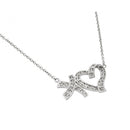 Silver 925 Rhodium Plated Clear CZ XO Heart Pendant Necklace - BGP00928 | Silver Palace Inc.