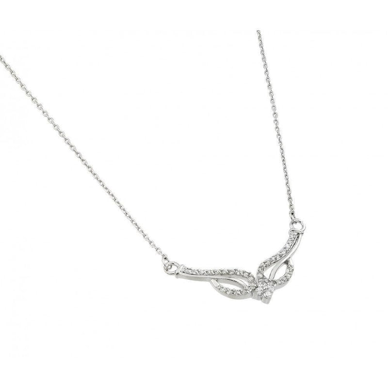 Silver 925 Rhodium Plated Clear CZ Tribal Design Pendant Necklace - BGP00953 | Silver Palace Inc.