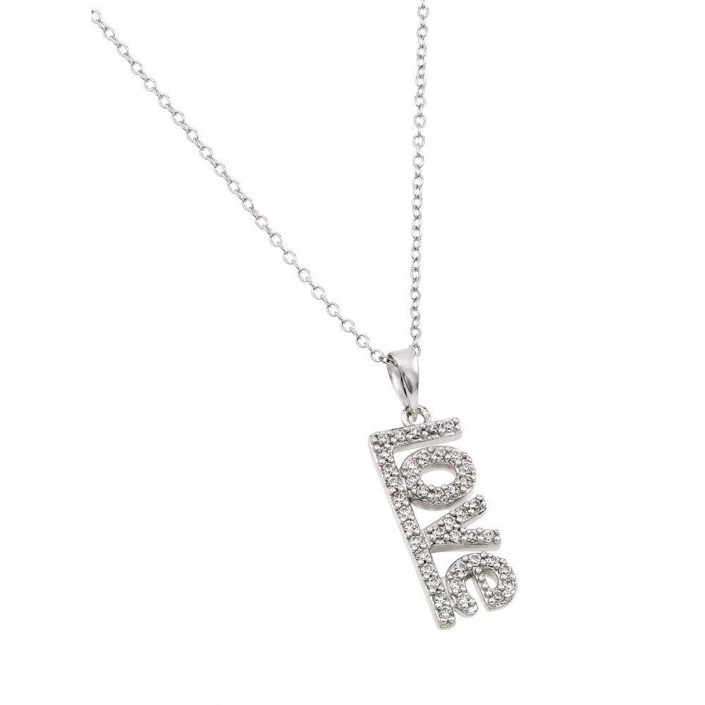 Silver 925 Rhodium Plated Love Pendant - BGP00997 | Silver Palace Inc.
