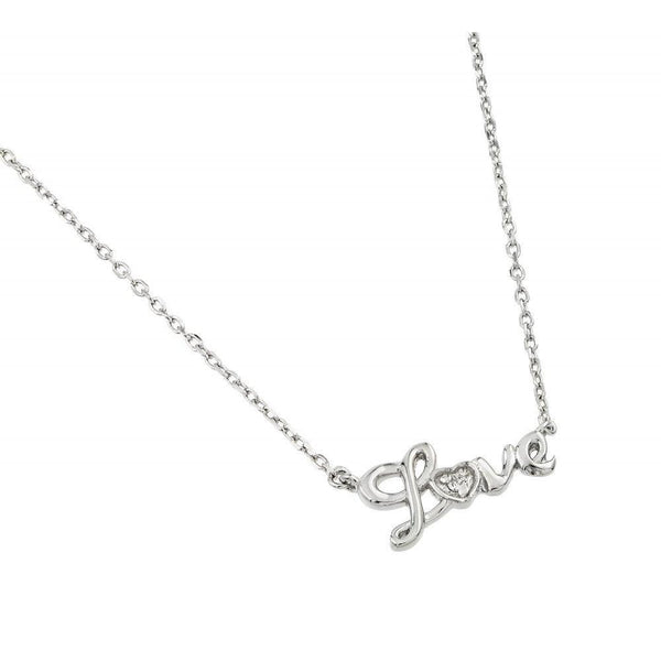 Silver 925 Rhodium Plated Love CZ Necklace - BGP01001 | Silver Palace Inc.