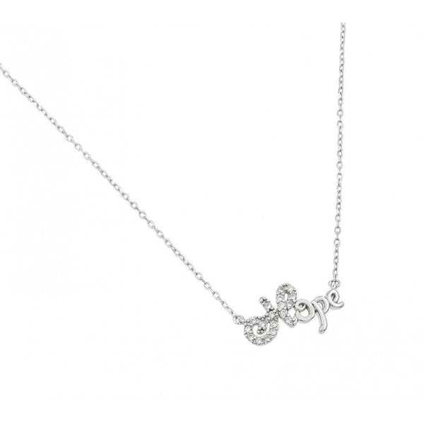 Silver 925 Rhodium Plated CZ Hope Necklace - BGP01002 | Silver Palace Inc.