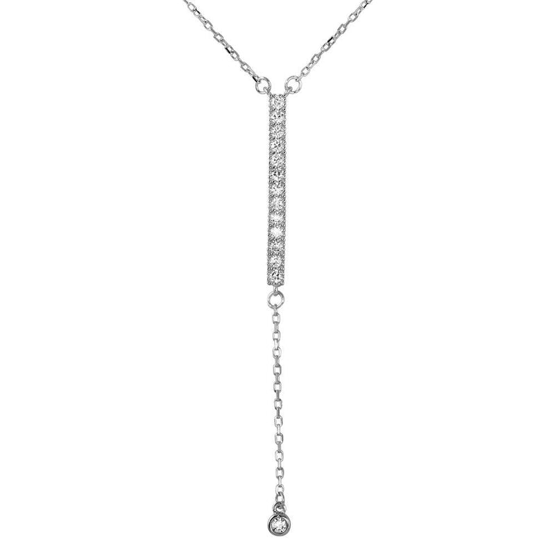Silver 925 Rhodium Plated Drop Necklace with CZ - BGP01026 | Silver Palace Inc.