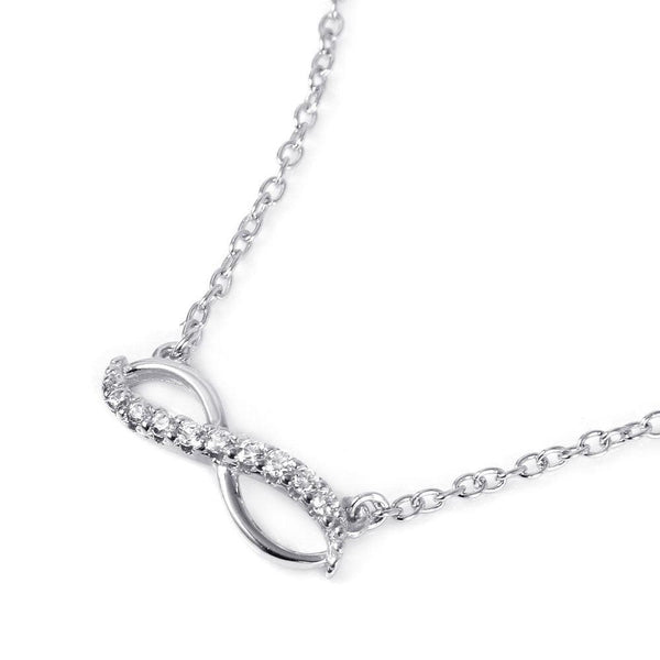Silver 925 Infinity Symbol Shaped Pendant with CZ Accents Necklace - BGP01029 | Silver Palace Inc.