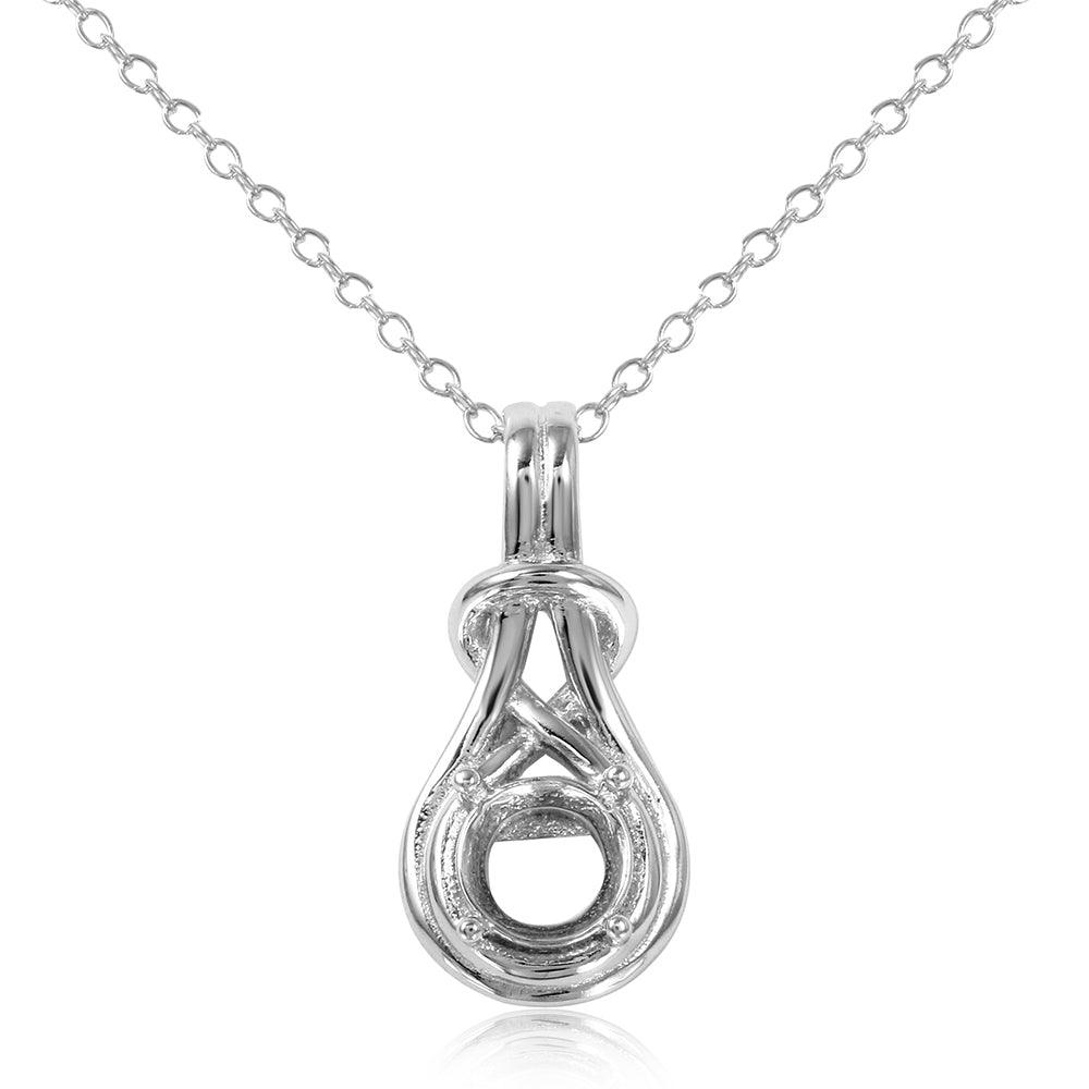 Silver 925 Rhodium Plated Braided Mounting Pendant with Chain - BGP01060 | Silver Palace Inc.