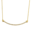 Silver 925 Gold Plated Curved CZ Bar Necklace - BGP01103GP | Silver Palace Inc.