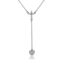 Silver 925 Rhodium Plated Cross with Hanging Heart Necklace - BGP01105 | Silver Palace Inc.