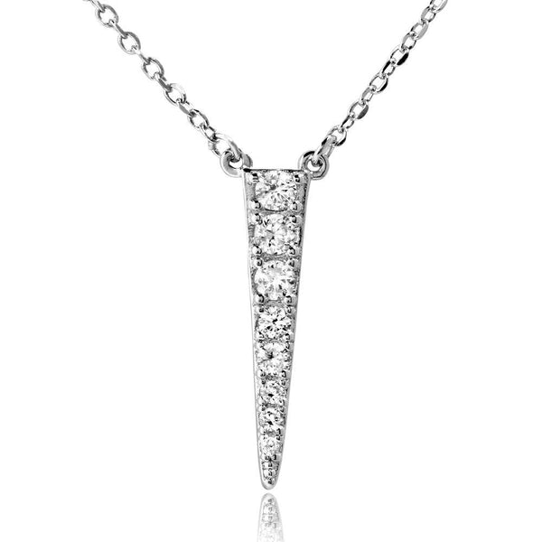 Silver 925 Rhodium Plated Dropped Ice Pick Necklace - BGP01182 | Silver Palace Inc.