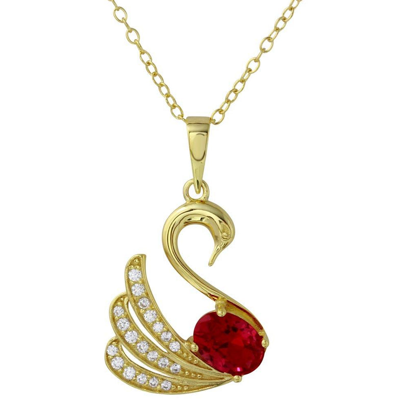 Silver 925 Gold Plated Swan Necklace with CZ - BGP01193 | Silver Palace Inc.