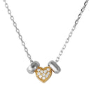 Silver 925 Rhodium and Gold Plated CZ Heart with 2 Hoop Necklace - BGP01201 | Silver Palace Inc.