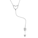 Silver 925 Rhodium Plated Heart Necklace with Dropped CZ Arrow - BGP01202 | Silver Palace Inc.