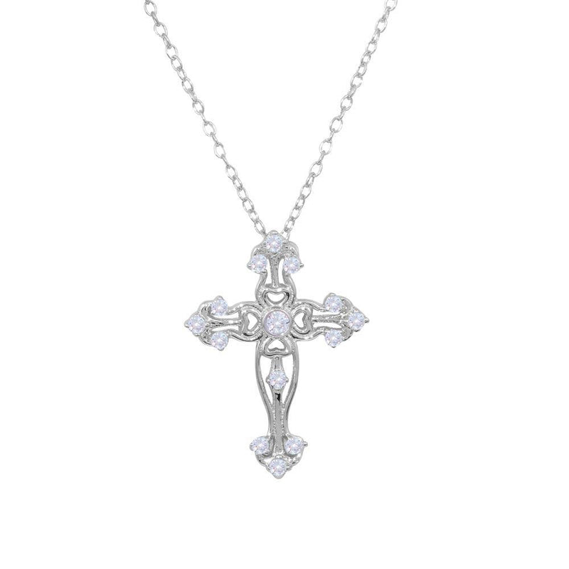 Silver 925 Rhodium Plated Cross Necklace - BGP01232 | Silver Palace Inc.