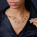 Collar colgante de lágrima con circonita verde en plata de ley 925 rodiada - BGP01250GRN