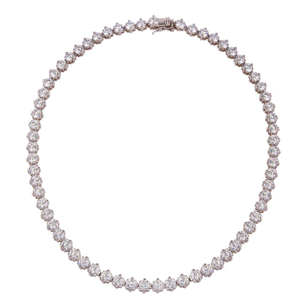 Silver 925 Rhodium Plated Tennis CZ Necklace - BGP01260 | Silver Palace Inc.