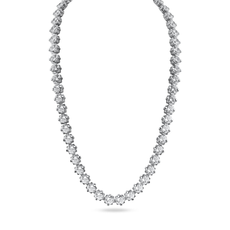 Rhodium Plated 925 Sterling Silver Tennis CZ Necklace - BGP01261