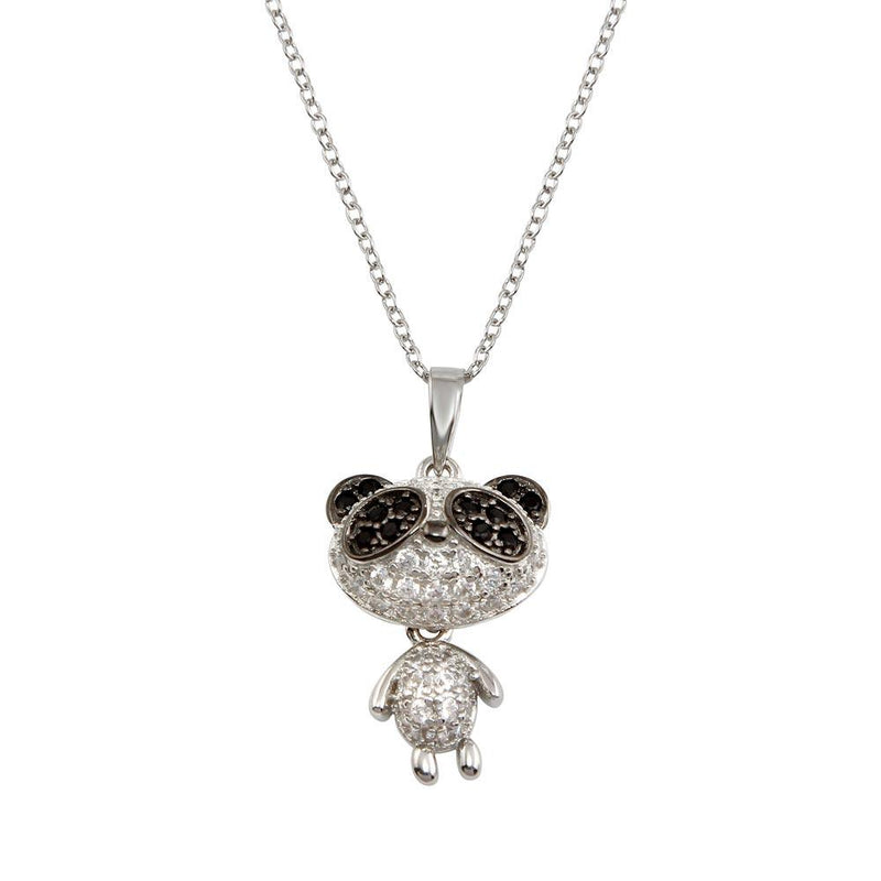 Silver 925 Rhodium Plated Panda Pendant Necklace with CZ - BGP01305 | Silver Palace Inc.