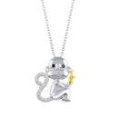 Silver 925 2 Toned CZ Monkey Necklace - BGP01317 | Silver Palace Inc.