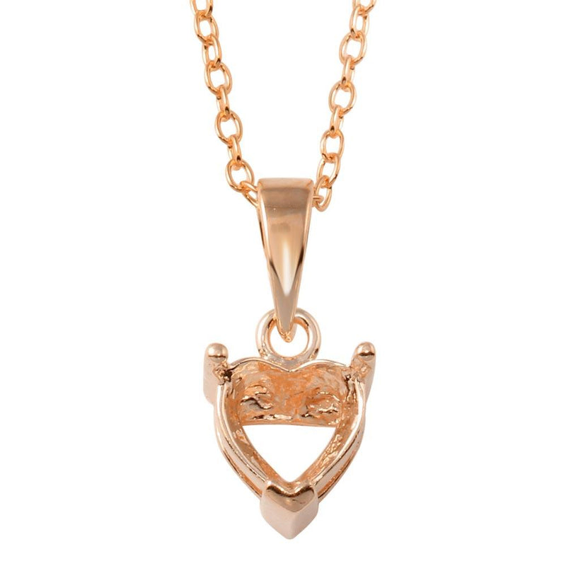 Silver 925 Rose Gold Plated Mounting Heart Necklace - BGP01327RGP | Silver Palace Inc.