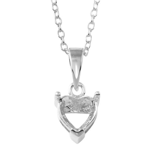 Silver 925 Rhodium Plated Mounting Heart Necklace - BGP01327RH | Silver Palace Inc.