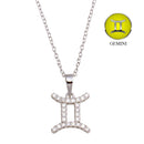 Silver 925 Rhodium Plated Gemini CZ Zodiac Sign Necklace - BGP01332 | Silver Palace Inc.
