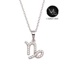 Silver 925 Rhodium Plated Capricorn CZ Zodiac Sign Necklace - BGP01339 | Silver Palace Inc.