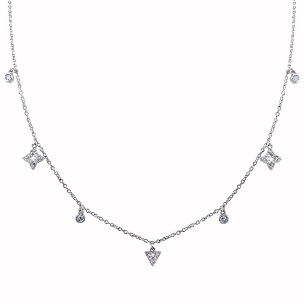 Silver 925 Rhodium Plated CZ Charm Necklace - BGP01344 | Silver Palace Inc.