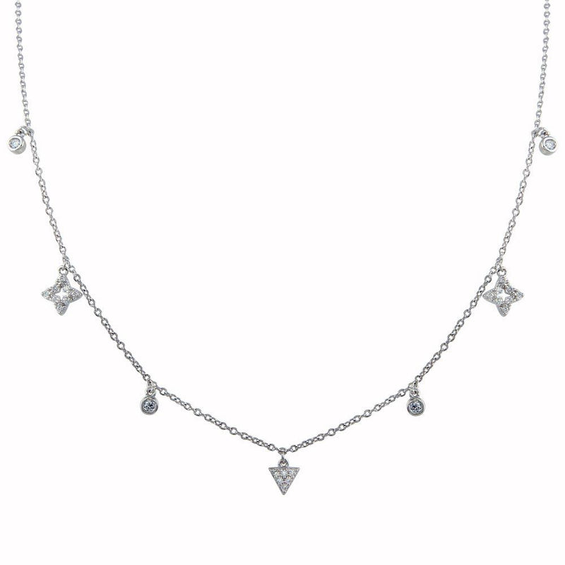Silver 925 Rhodium Plated CZ Charm Necklace - BGP01344 | Silver Palace Inc.