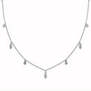 Silver 925 Rhodium Plated Round and Marquise Shape CZ Charm Necklace - BGP01345 | Silver Palace Inc.