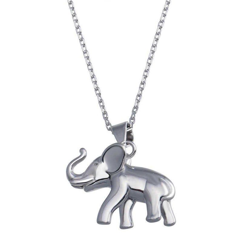 Rhodium Plated 925 Sterling Silver Elephant Pendant Necklace - BGP01381 | Silver Palace Inc.